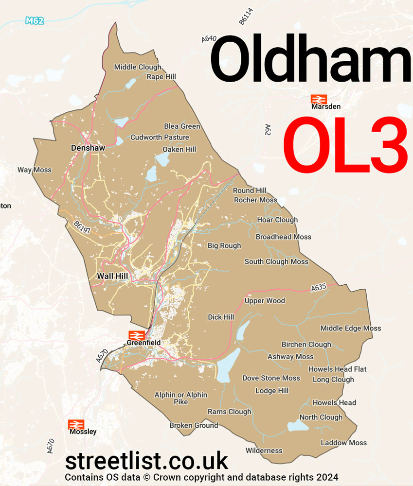 Map of the OL3 postcode