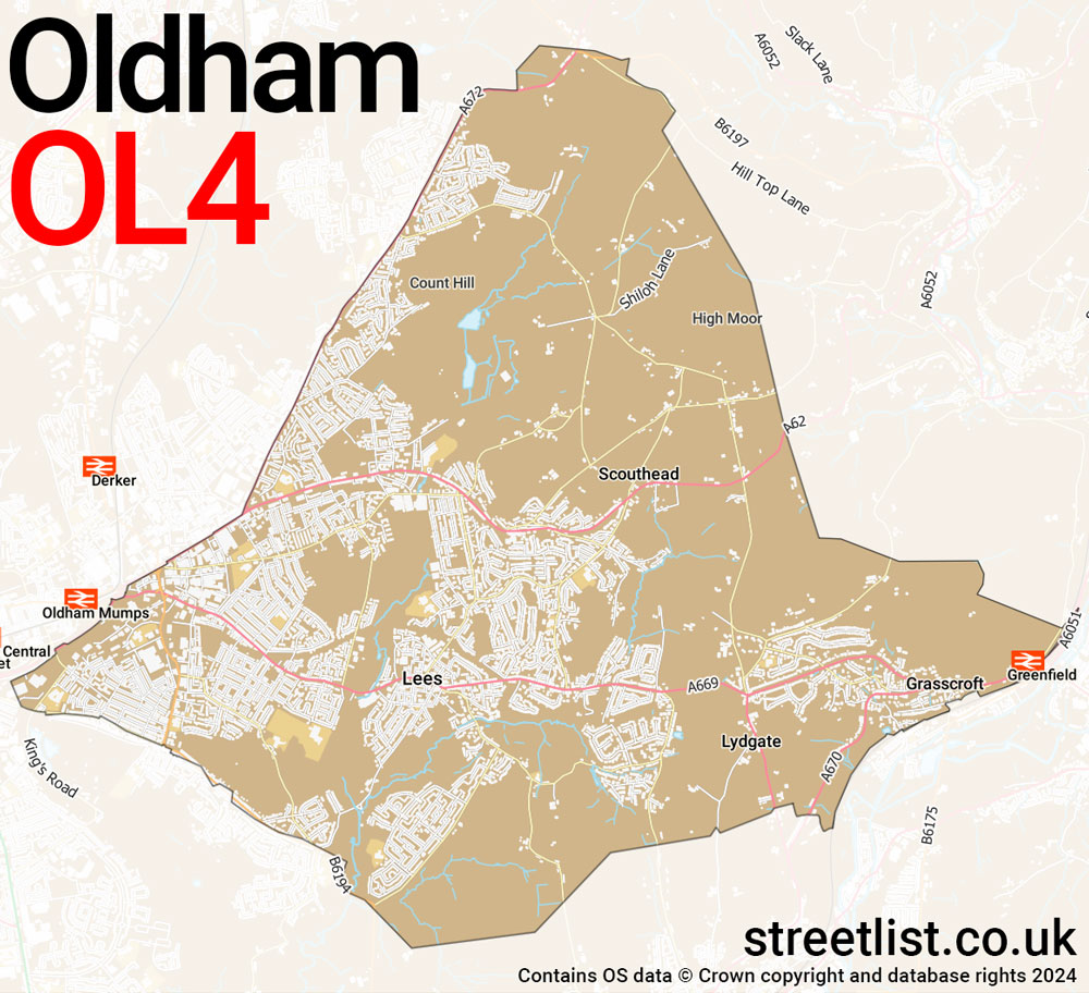 Map of the OL4 postcode