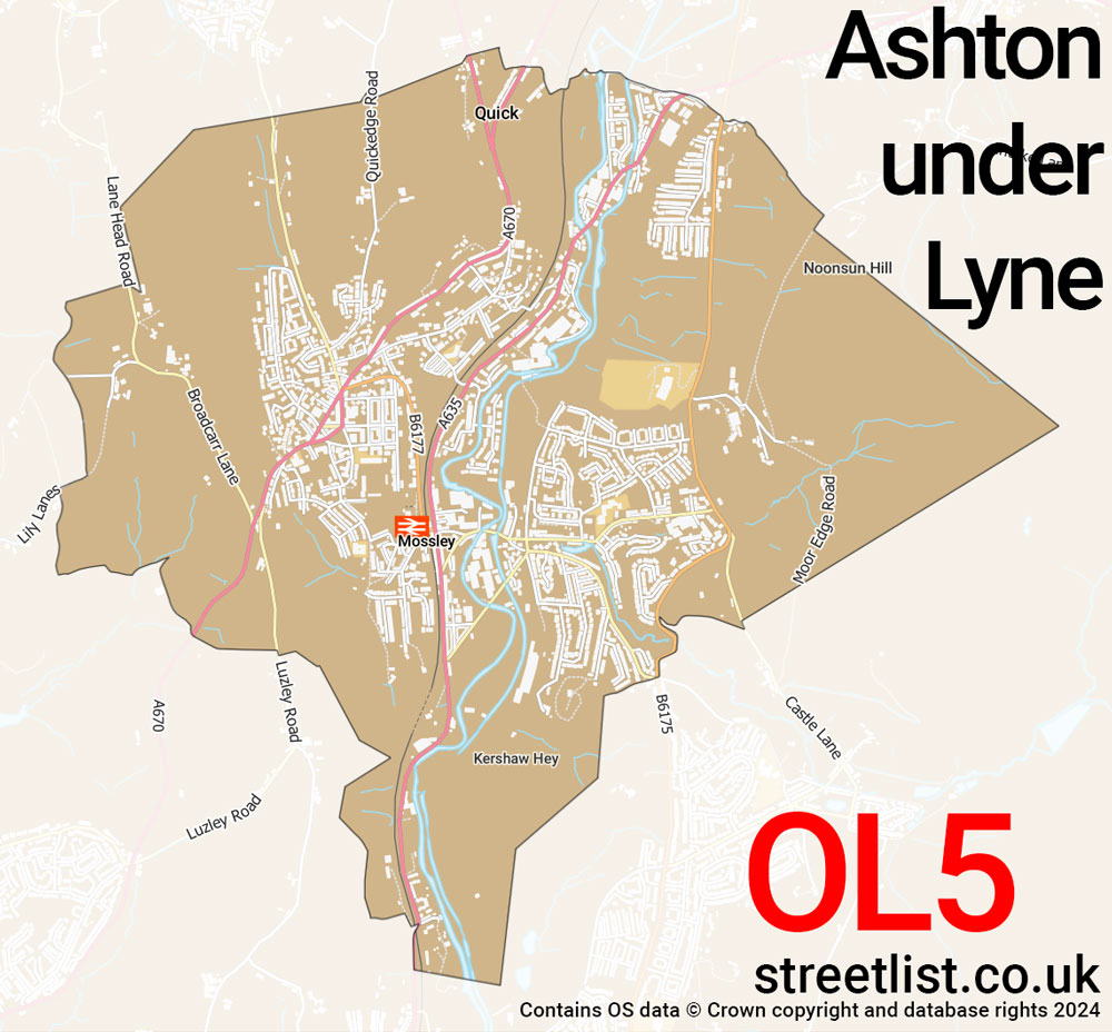 Map of the OL5 postcode