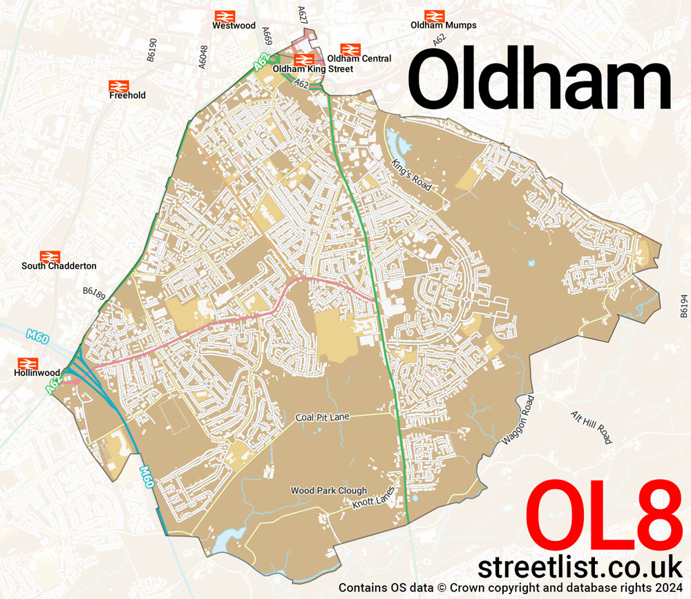 Map of the OL8 postcode