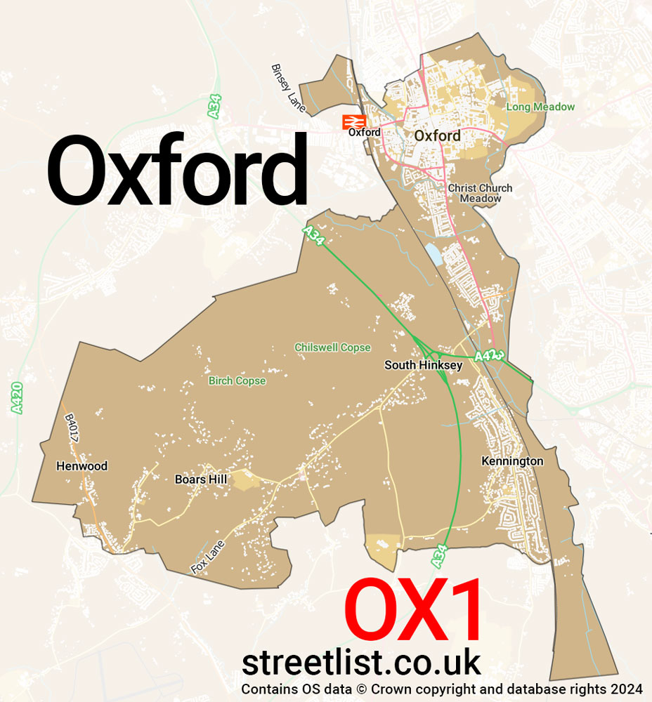 Map of the OX1 postcode