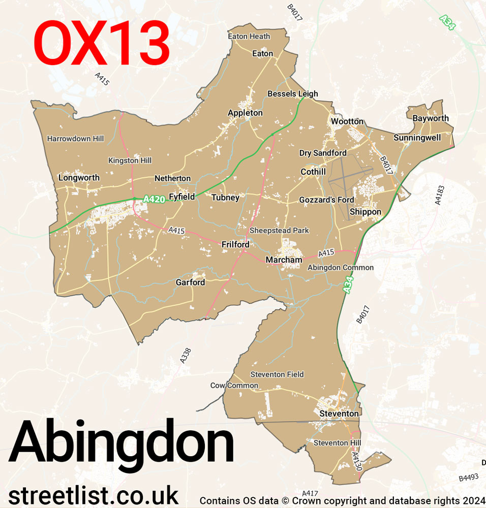 Map of the OX13 postcode