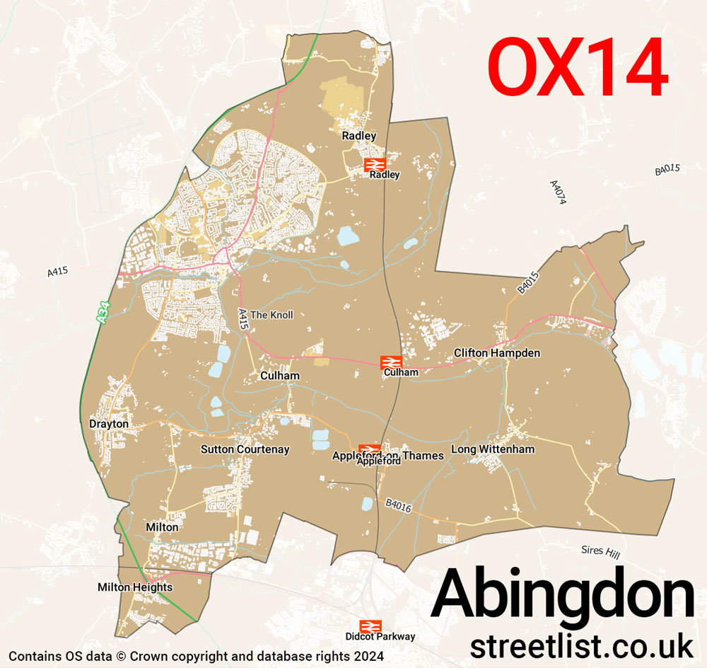 Map of the OX14 postcode