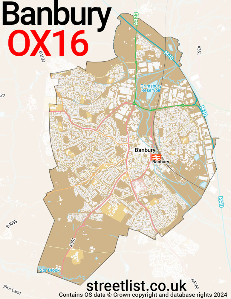 Map of the OX16 postcode