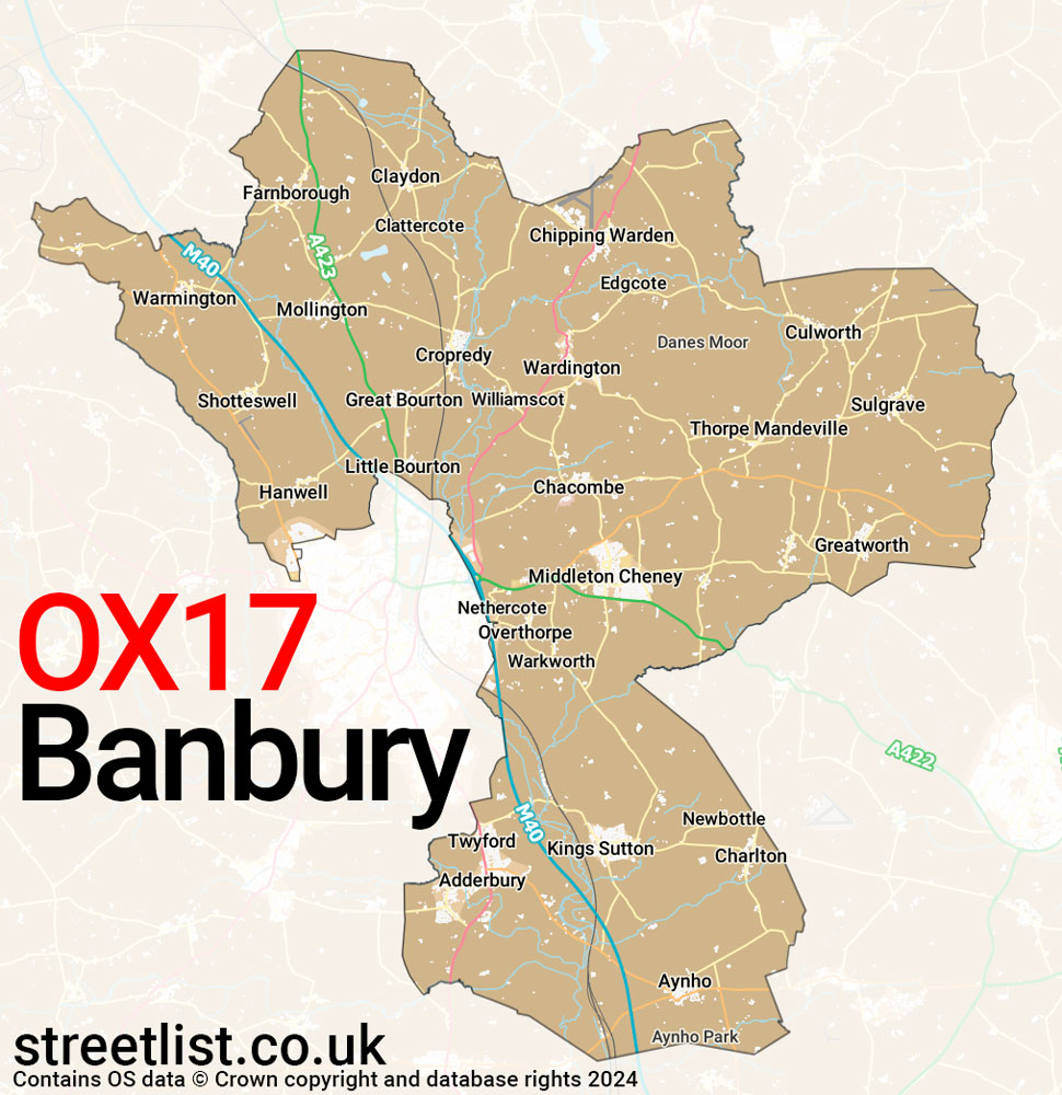 Map of the OX17 postcode