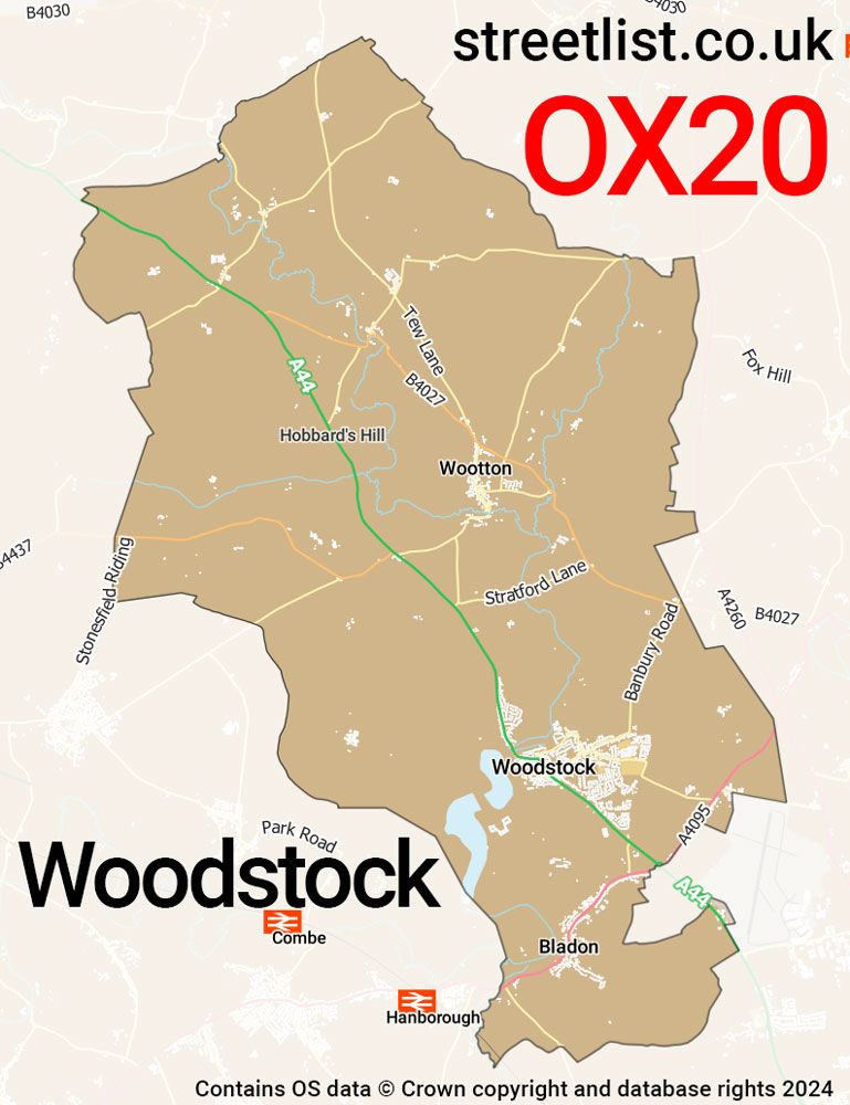 Map of the OX20 postcode