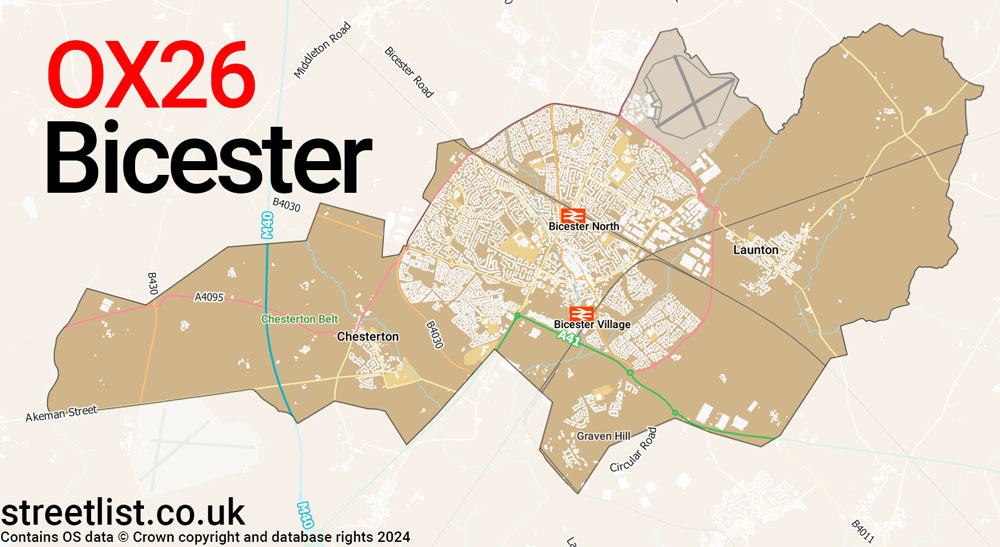 Map of the OX26 postcode