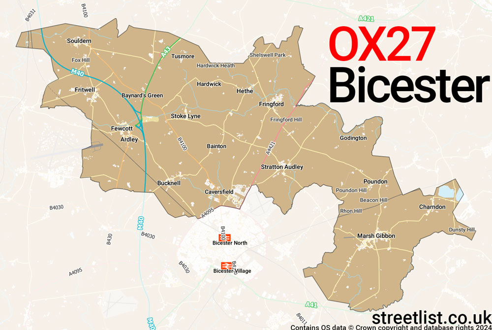 Map of the OX27 postcode