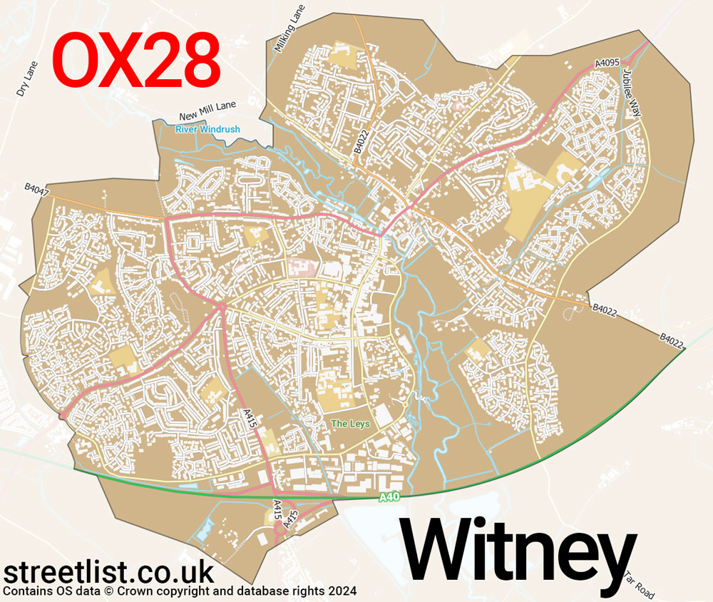 Map of the OX28 postcode