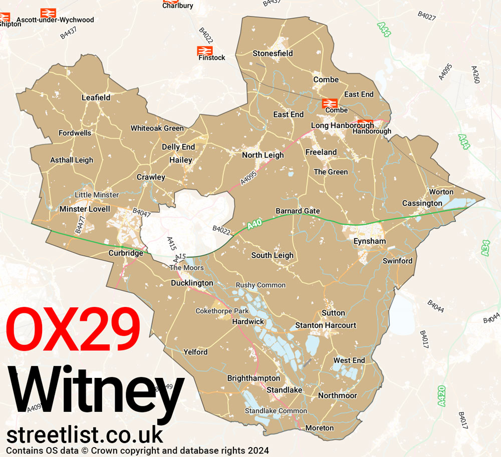 Map of the OX29 postcode