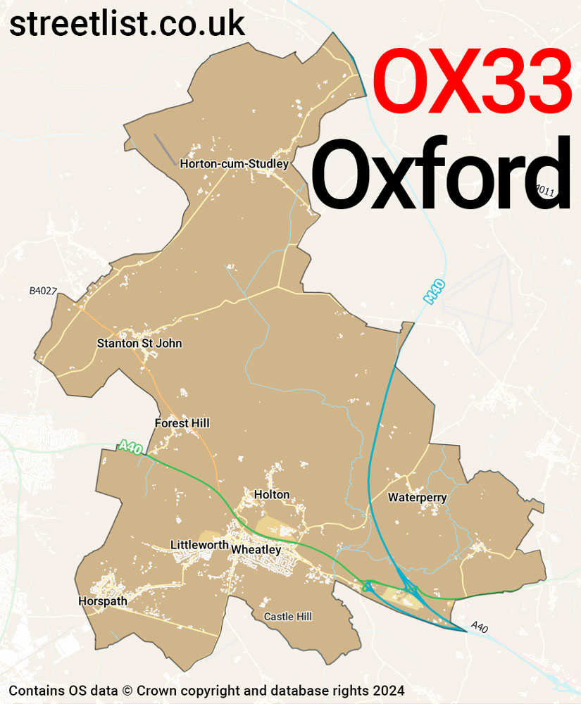 Map of the OX33 postcode