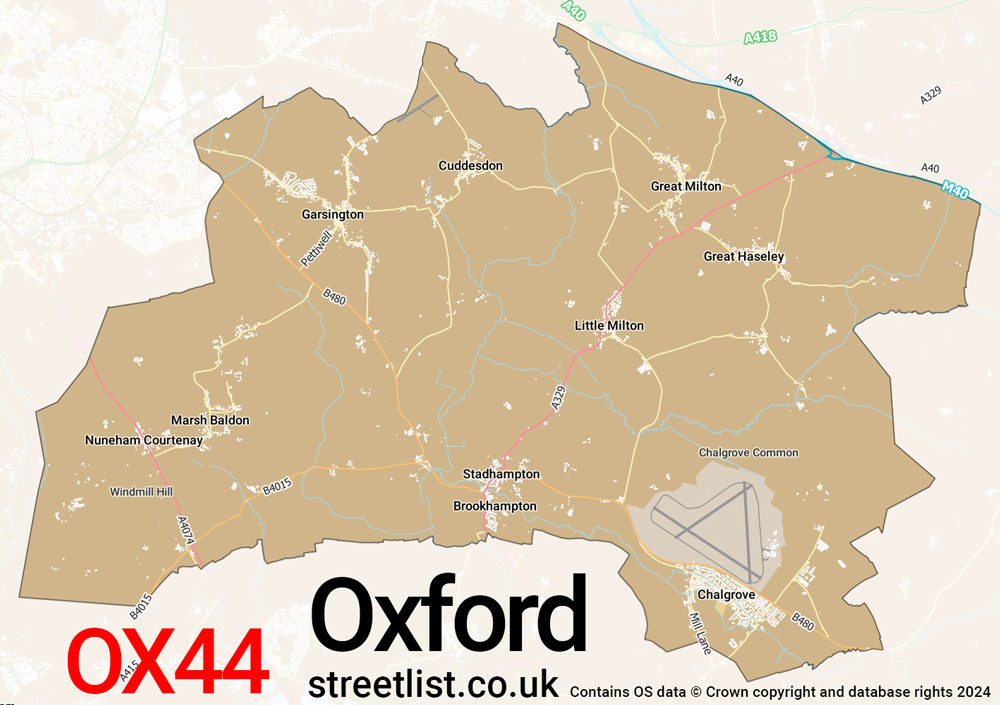 Map of the OX44 postcode