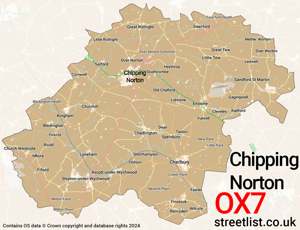 Map of the OX7 postcode