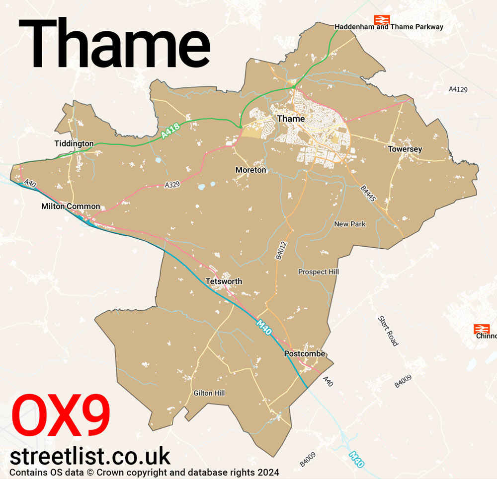 Map of the OX9 postcode