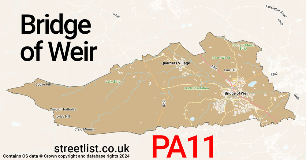 Map of the PA11 postcode