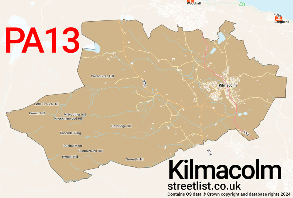 Map of the PA13 postcode