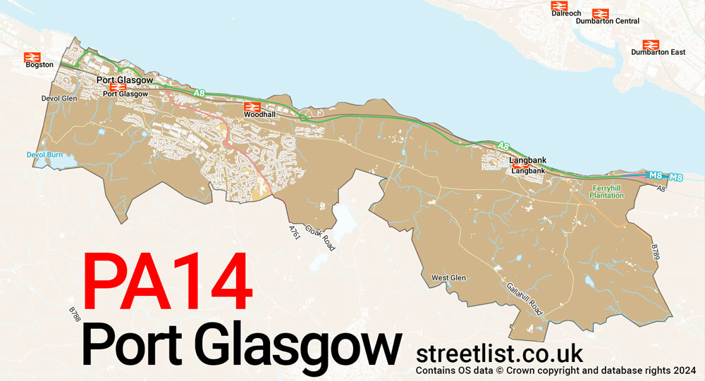 Map of the PA14 postcode