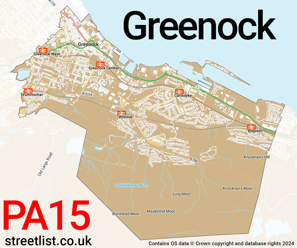 Map of the PA15 postcode