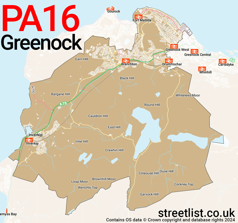 Map of the PA16 postcode