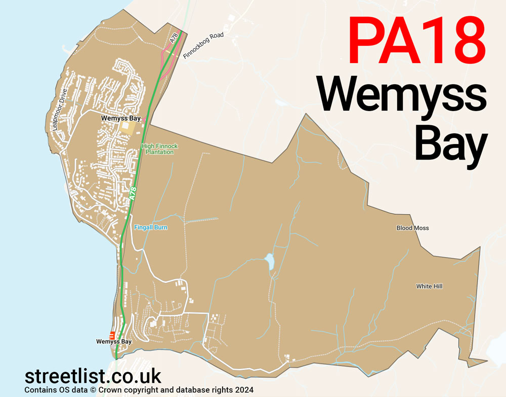 Map of the PA18 postcode