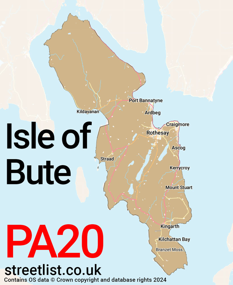 Map of the PA20 postcode