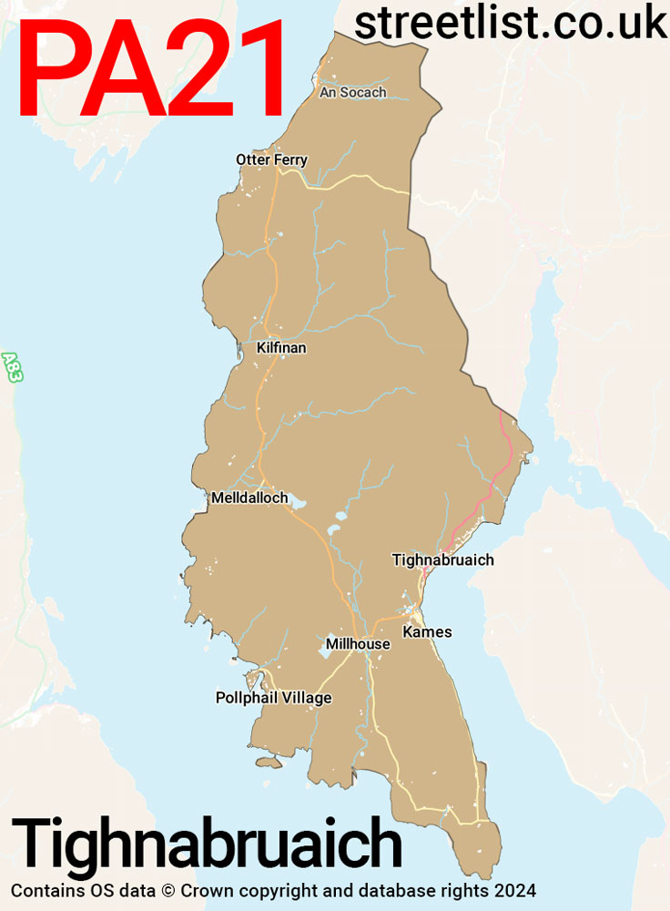 Map of the PA21 postcode