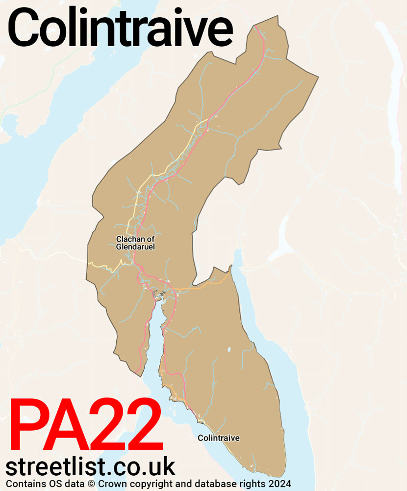 Map of the PA22 postcode