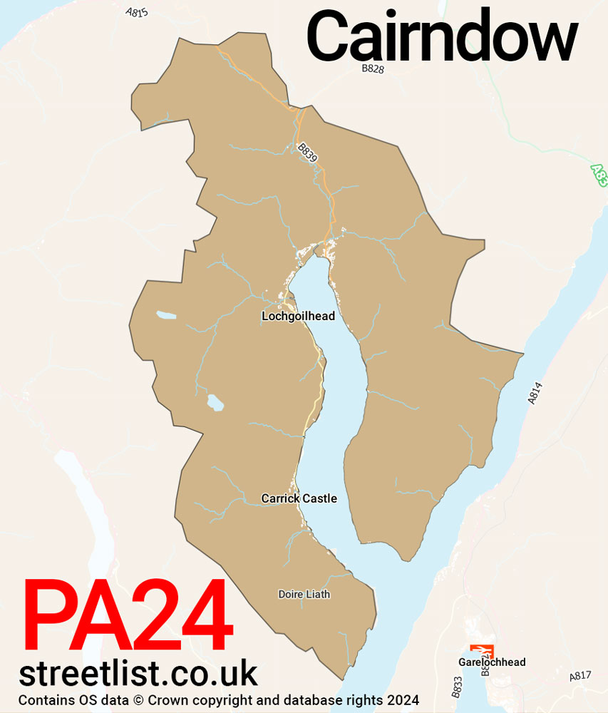 Map of the PA24 postcode