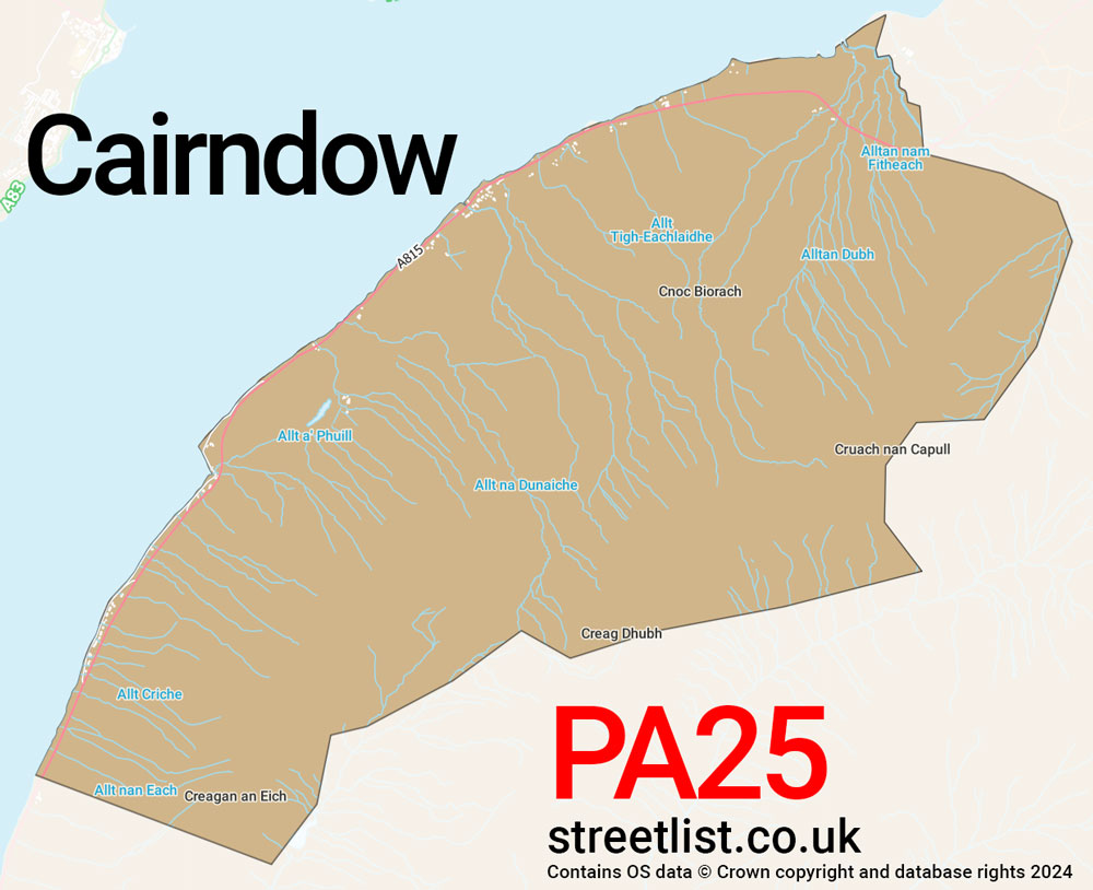 Map of the PA25 postcode