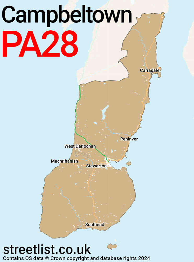 Map of the PA28 postcode