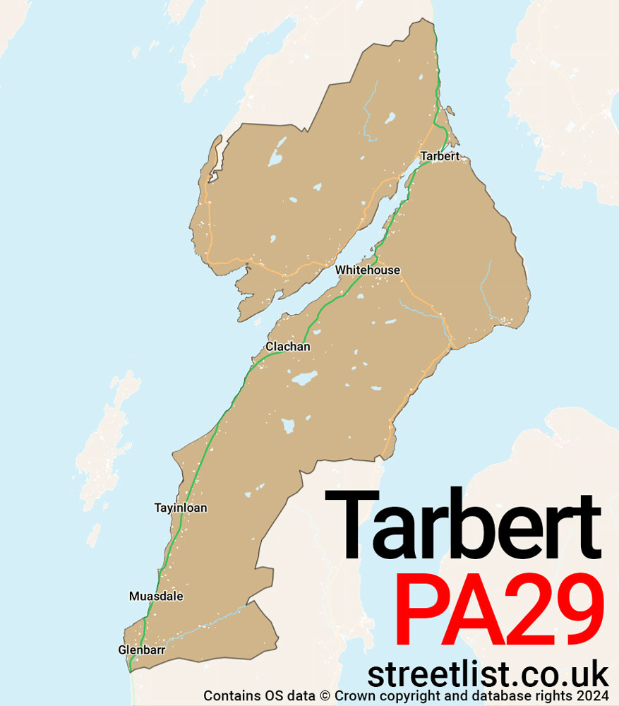 Map of the PA29 postcode