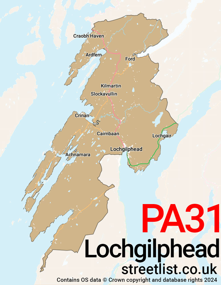 Map of the PA31 postcode