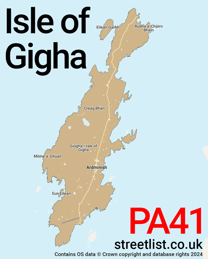 Map of the PA41 postcode