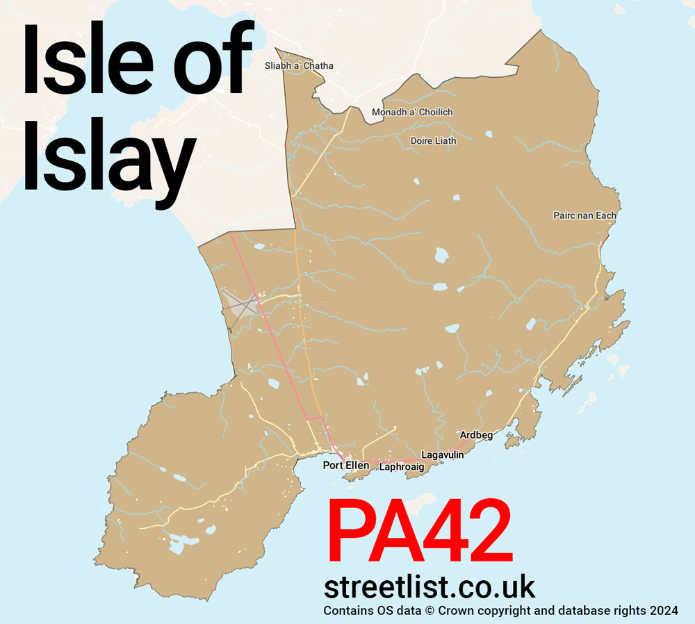 Map of the PA42 postcode