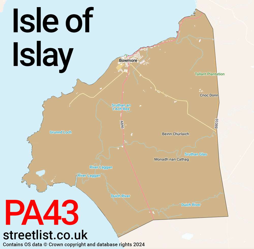 Map of the PA43 postcode