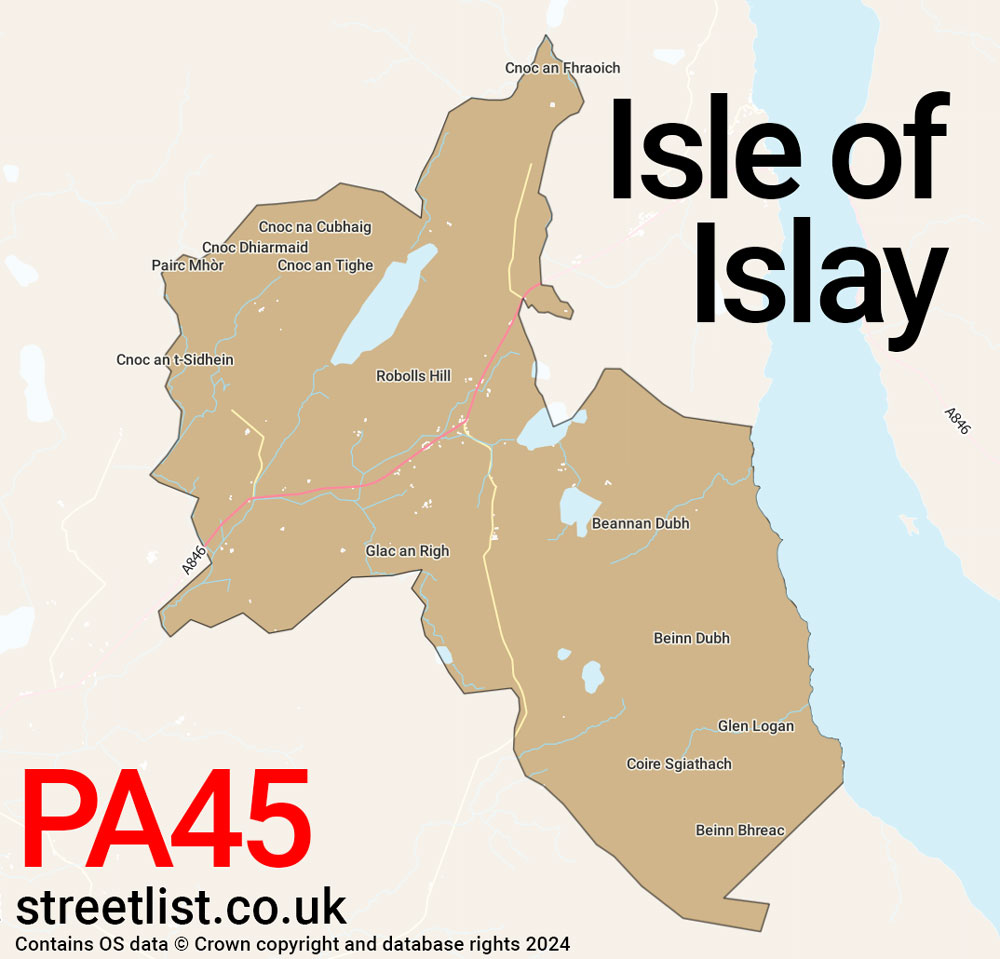 Map of the PA45 postcode