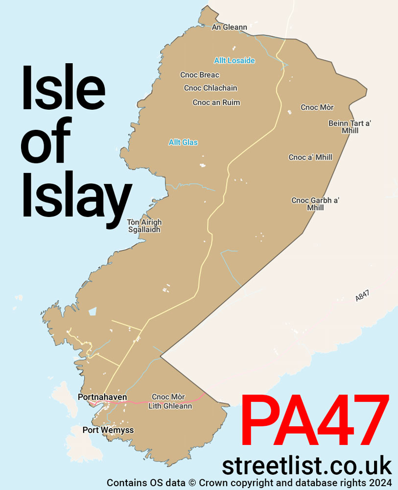 Map of the PA47 postcode