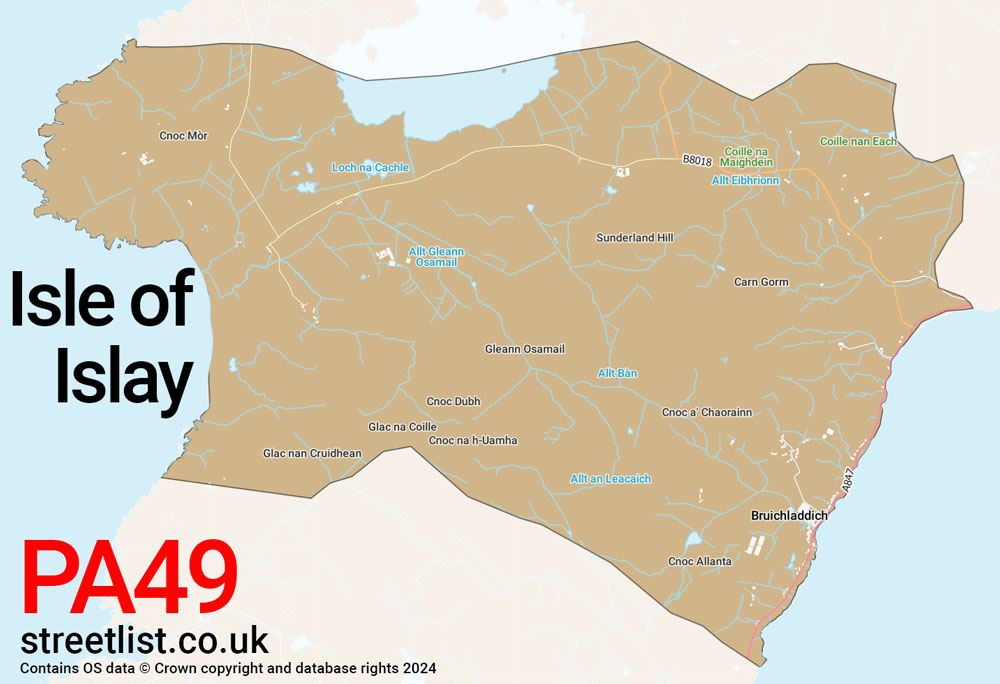 Map of the PA49 postcode