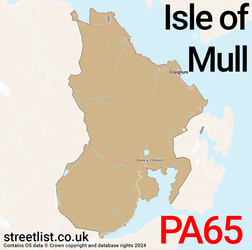 Map of the PA65 postcode