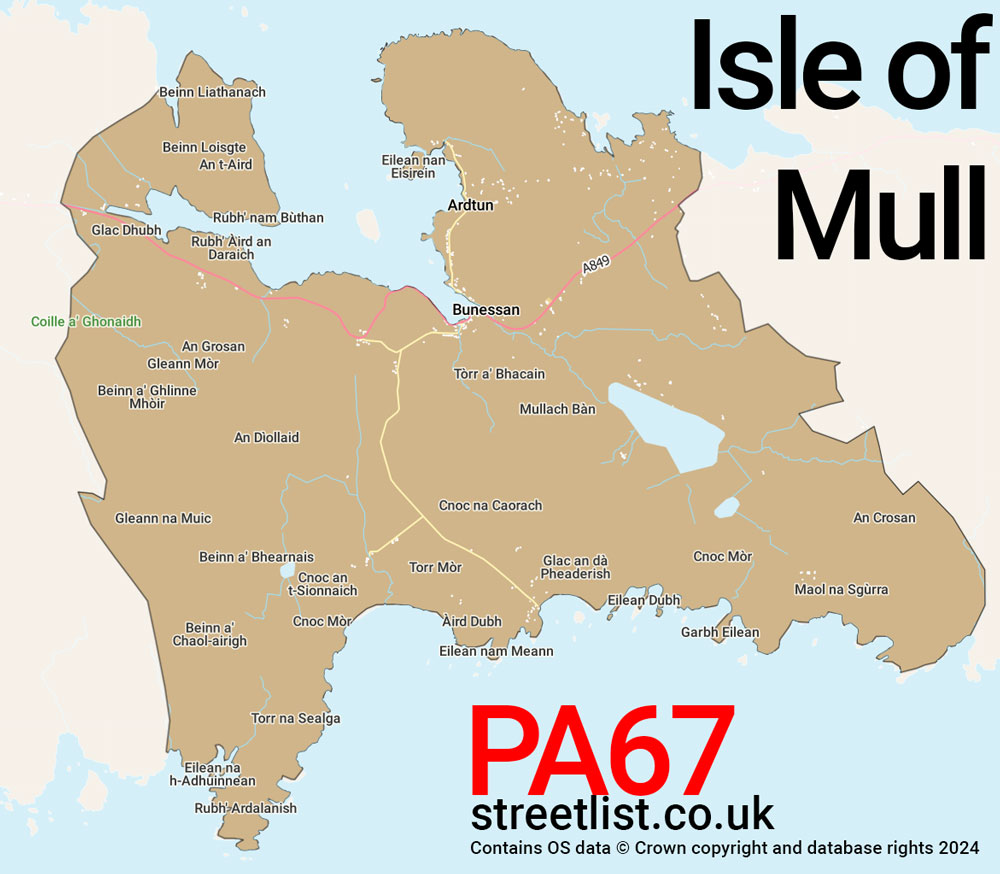 Map of the PA67 postcode