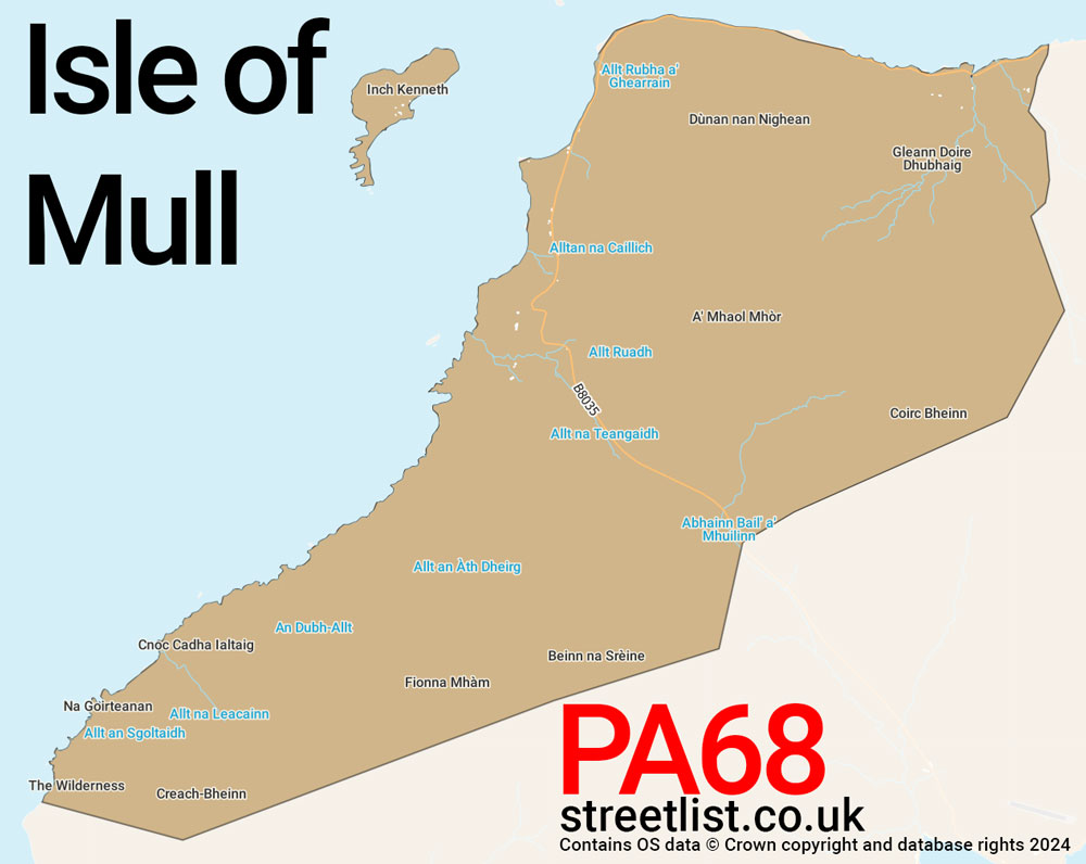 Map of the PA68 postcode