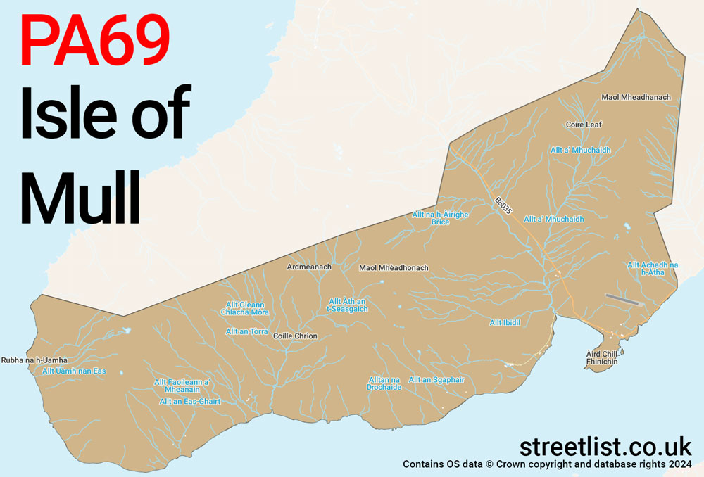 Map of the PA69 postcode