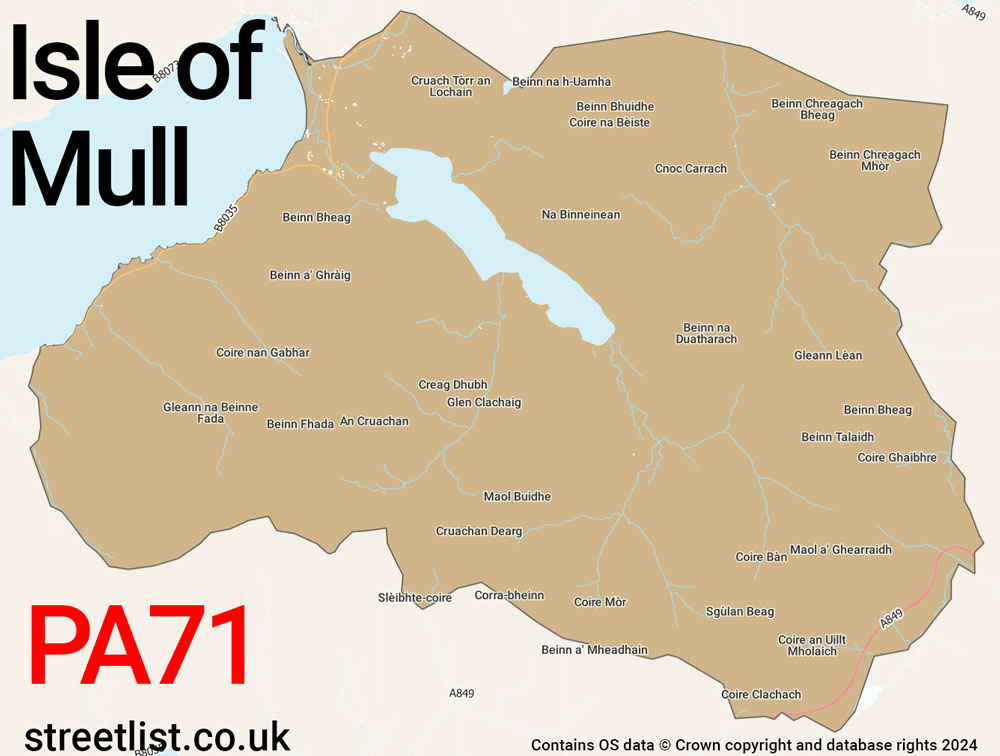 Map of the PA71 postcode