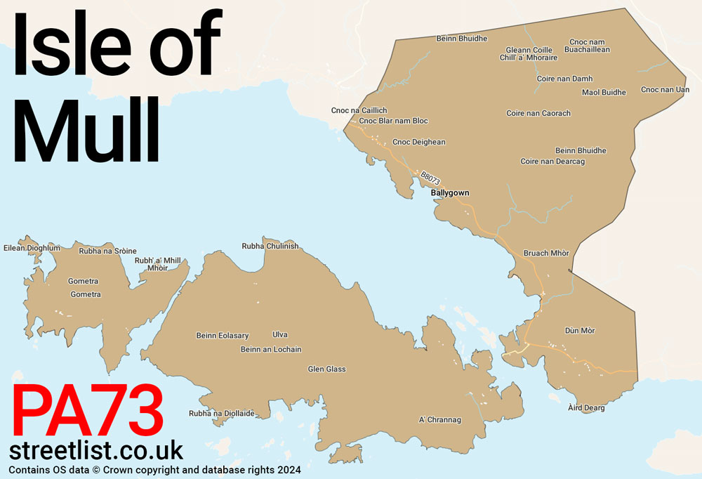 Map of the PA73 postcode