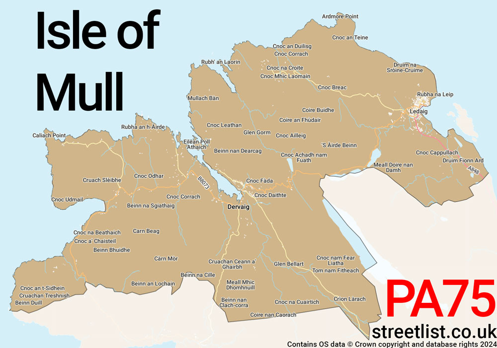 Map of the PA75 postcode