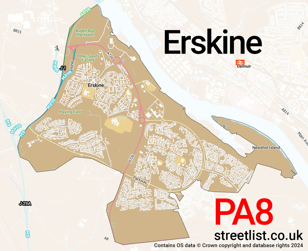 Map of the PA8 postcode