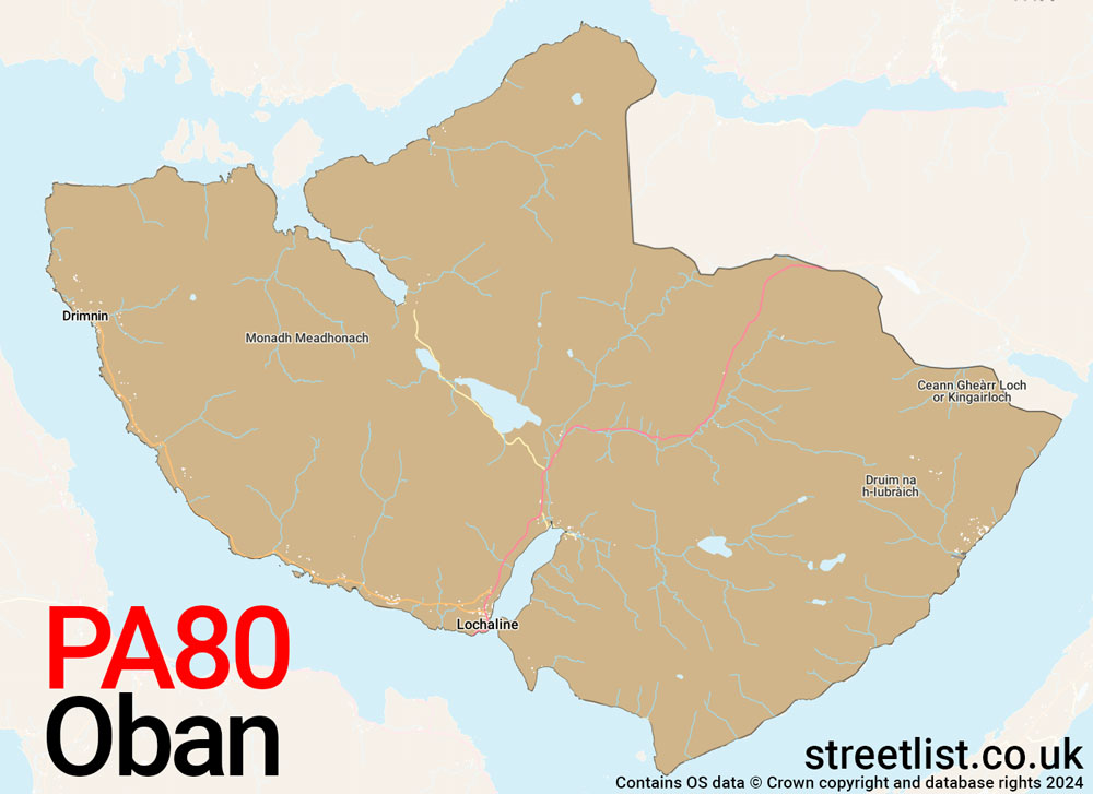 Map of the PA80 postcode