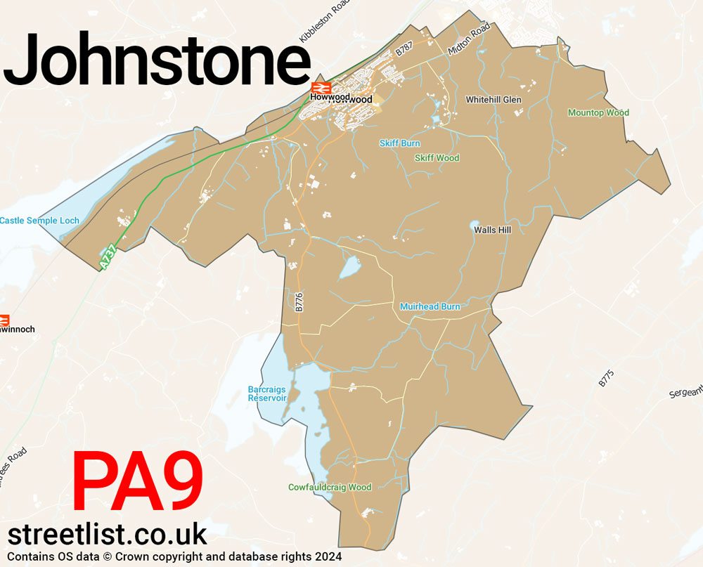 Map of the PA9 postcode