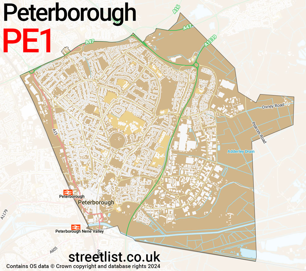 Map of the PE1 postcode