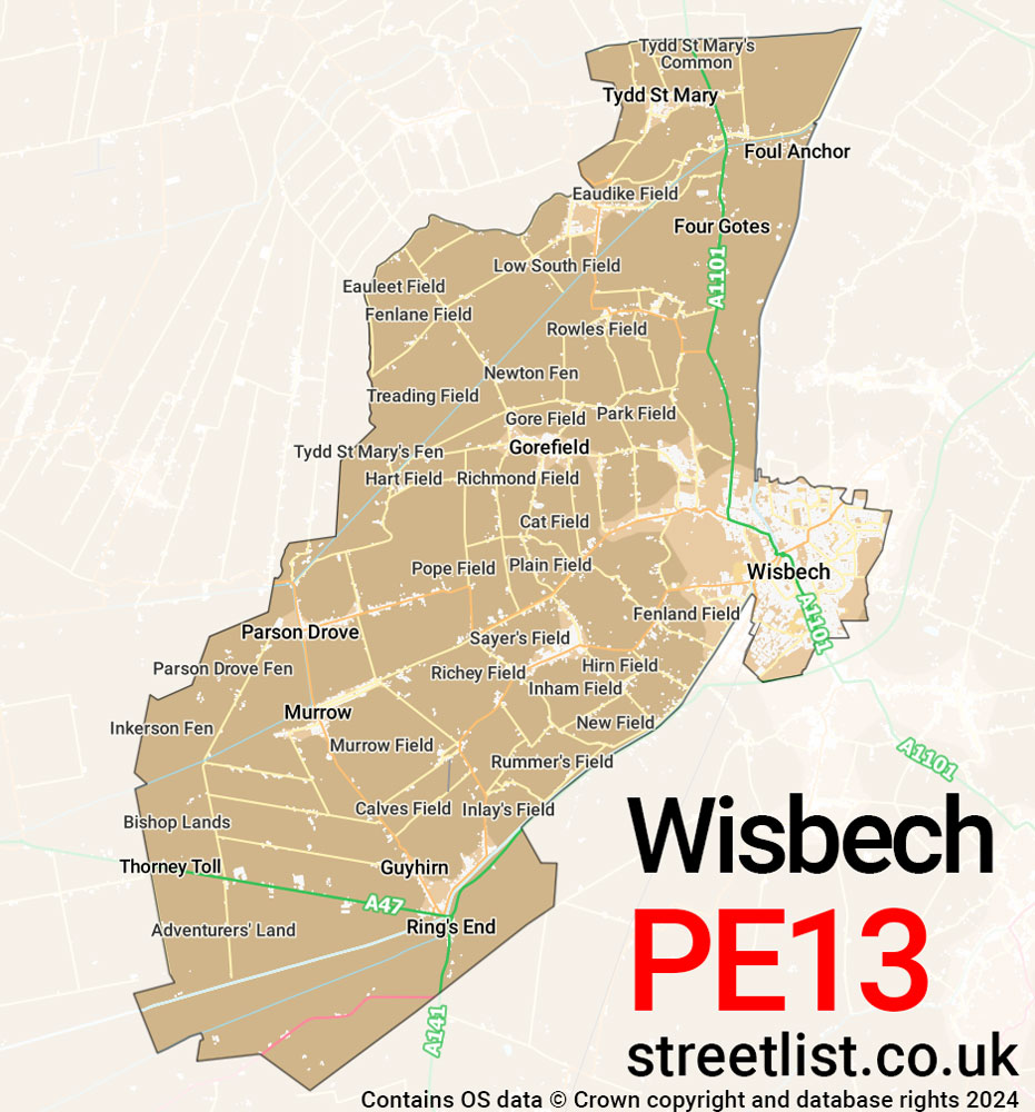 Map of the PE13 postcode